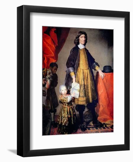 Portrait of Cecilius Calvert with His Grandson and Houseboy-Gerard Soest-Framed Premium Giclee Print