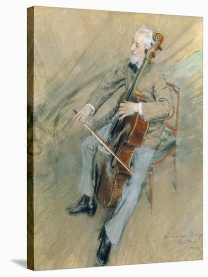 Portrait of Cellist Gaetano Braga, 1889-Giovanni Boldini-Stretched Canvas