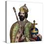 Portrait of Charlemagne (742-814), King of the Franks-French School-Stretched Canvas