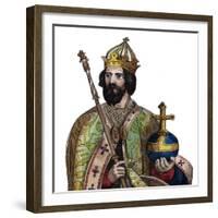 Portrait of Charlemagne (742-814), King of the Franks-French School-Framed Giclee Print