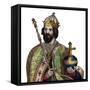 Portrait of Charlemagne (742-814), King of the Franks-French School-Framed Stretched Canvas