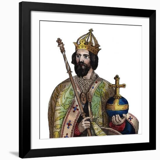 Portrait of Charlemagne (742-814), King of the Franks-French School-Framed Giclee Print