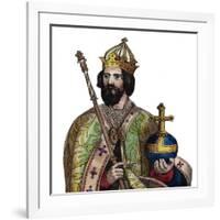 Portrait of Charlemagne (742-814), King of the Franks-French School-Framed Giclee Print