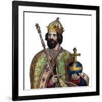 Portrait of Charlemagne (742-814), King of the Franks-French School-Framed Giclee Print