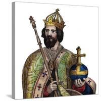 Portrait of Charlemagne (742-814), King of the Franks-French School-Stretched Canvas