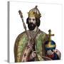 Portrait of Charlemagne (742-814), King of the Franks-French School-Stretched Canvas