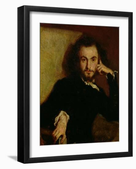 Portrait of Charles Baudelaire (1821-67) 1844-Emile Deroy-Framed Giclee Print