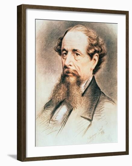 Portrait of Charles Dickens, 1869-E. Goodwyn Lewis-Framed Giclee Print