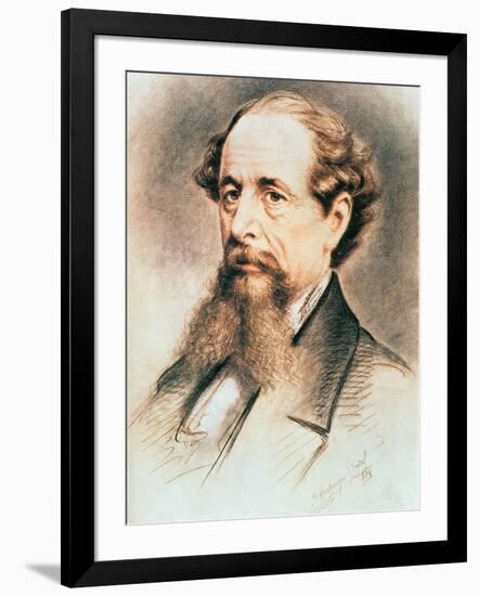 Portrait of Charles Dickens, 1869-E. Goodwyn Lewis-Framed Giclee Print