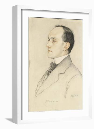 Portrait of Charles Francis Bell, 1913 (Coloured Crayons on a Pale Ochre Preparation)-William Strang-Framed Giclee Print