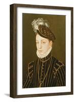 Portrait of Charles IX (Panel) (Related to Drawing in Hermitage, St. Petersburg)-Francois Clouet-Framed Giclee Print