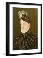 Portrait of Charles IX (Panel) (Related to Drawing in Hermitage, St. Petersburg)-Francois Clouet-Framed Giclee Print