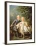 Portrait of Charles Philippe of France (1757-1836) (Later Charles X) and His Sister Marie Adelaide-Francois-Hubert Drouais-Framed Giclee Print