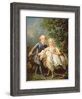 Portrait of Charles Philippe of France (1757-1836) (Later Charles X) and His Sister Marie Adelaide-Francois-Hubert Drouais-Framed Giclee Print