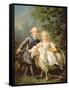 Portrait of Charles Philippe of France (1757-1836) (Later Charles X) and His Sister Marie Adelaide-Francois-Hubert Drouais-Framed Stretched Canvas