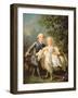 Portrait of Charles Philippe of France (1757-1836) (Later Charles X) and His Sister Marie Adelaide-Francois-Hubert Drouais-Framed Giclee Print