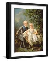 Portrait of Charles Philippe of France (1757-1836) (Later Charles X) and His Sister Marie Adelaide-Francois-Hubert Drouais-Framed Giclee Print