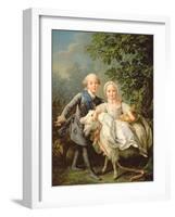 Portrait of Charles Philippe of France (1757-1836) (Later Charles X) and His Sister Marie Adelaide-Francois-Hubert Drouais-Framed Giclee Print