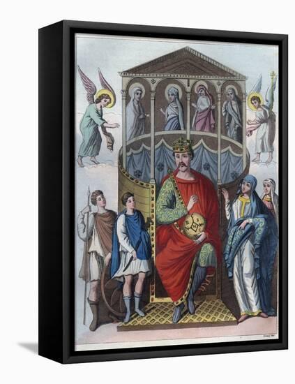 Portrait of Charles the Bald, Holy Roman Emperor-Stefano Bianchetti-Framed Stretched Canvas