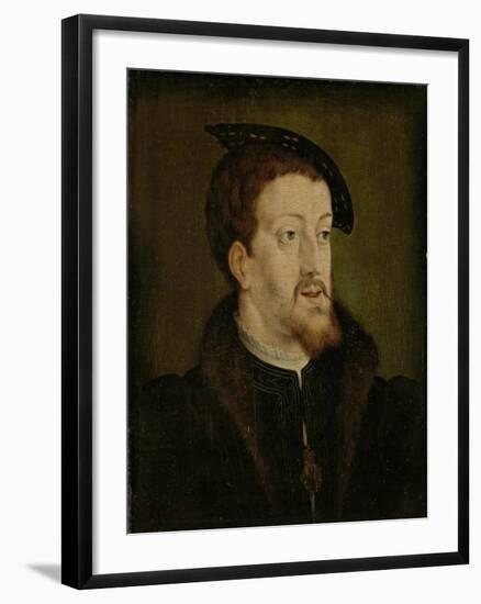 Portrait of Charles V, Holy Roman Emperor, Manner of Jan Cornelisz Vermeyen.-Jan Cornelisz Vermeyen-Framed Art Print