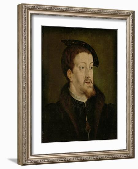 Portrait of Charles V, Holy Roman Emperor, Manner of Jan Cornelisz Vermeyen.-Jan Cornelisz Vermeyen-Framed Art Print