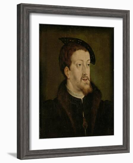 Portrait of Charles V, Holy Roman Emperor, Manner of Jan Cornelisz Vermeyen.-Jan Cornelisz Vermeyen-Framed Art Print