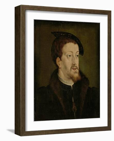 Portrait of Charles V, Holy Roman Emperor, Manner of Jan Cornelisz Vermeyen.-Jan Cornelisz Vermeyen-Framed Art Print