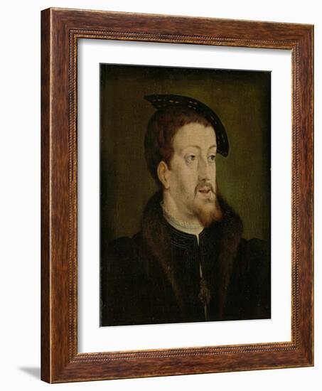 Portrait of Charles V, Holy Roman Emperor, Manner of Jan Cornelisz Vermeyen.-Jan Cornelisz Vermeyen-Framed Art Print