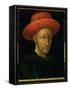 Portrait of Charles VII (1403-61) (Oil on Panel)-Jean Fouquet-Framed Stretched Canvas