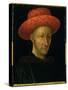 Portrait of Charles VII (1403-61) (Oil on Panel)-Jean Fouquet-Stretched Canvas