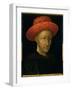 Portrait of Charles VII (1403-61) (Oil on Panel)-Jean Fouquet-Framed Giclee Print