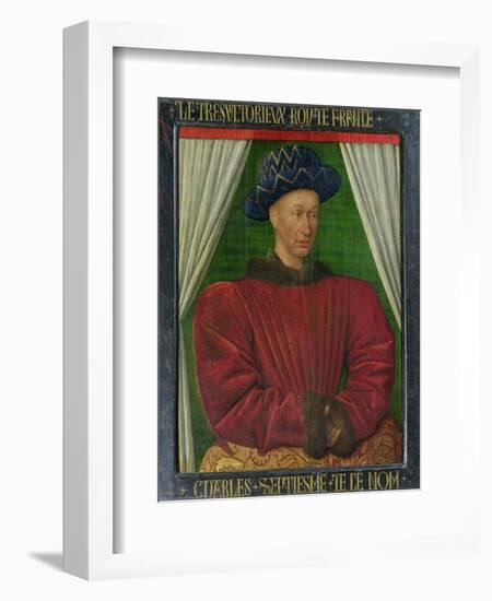 Portrait of Charles VII, King of France, circa 1445-50-Jean Fouquet-Framed Giclee Print