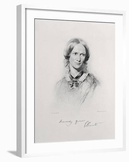 Portrait of Charlotte Bronte, Engraved by Walker and Boutall (Engraving)-George Richmond-Framed Giclee Print