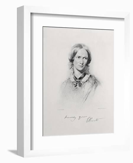 Portrait of Charlotte Bronte, Engraved by Walker and Boutall (Engraving)-George Richmond-Framed Giclee Print