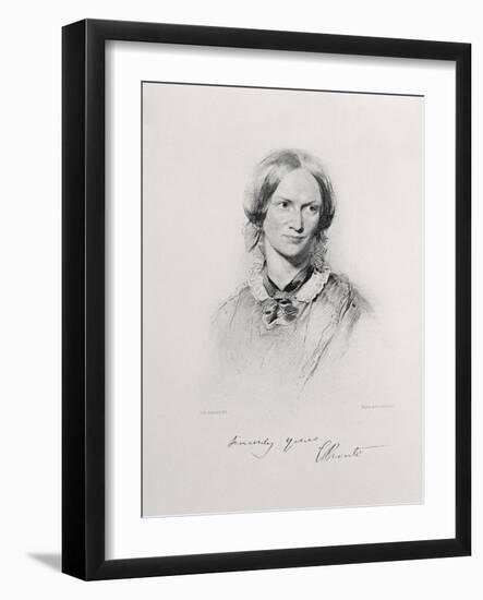 Portrait of Charlotte Bronte, Engraved by Walker and Boutall (Engraving)-George Richmond-Framed Giclee Print