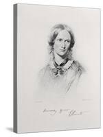 Portrait of Charlotte Bronte, Engraved by Walker and Boutall (Engraving)-George Richmond-Stretched Canvas