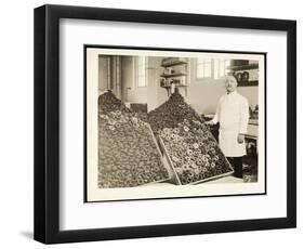 Portrait of Chef Leoni with Bins of Doughnuts for the Salvation Army at the Hotel Commodore, 1919-Byron Company-Framed Giclee Print