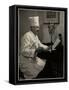 Portrait of Chef Maurice Hervieux at the Microphone at the Hotel Commodore, 1930-Byron Company-Framed Stretched Canvas