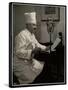 Portrait of Chef Maurice Hervieux at the Microphone at the Hotel Commodore, 1930-Byron Company-Stretched Canvas