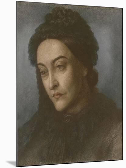 Portrait of Christina Rossetti, Head and Shoulders, Turned Three-Quarters to the Left, 1877-Dante Gabriel Rossetti-Mounted Giclee Print