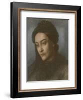 Portrait of Christina Rossetti, Head and Shoulders, Turned Three-Quarters to the Left, 1877-Dante Gabriel Rossetti-Framed Giclee Print