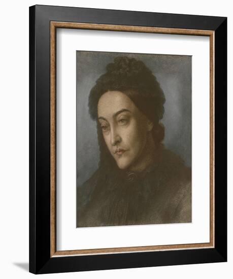 Portrait of Christina Rossetti, Head and Shoulders, Turned Three-Quarters to the Left, 1877-Dante Gabriel Rossetti-Framed Giclee Print