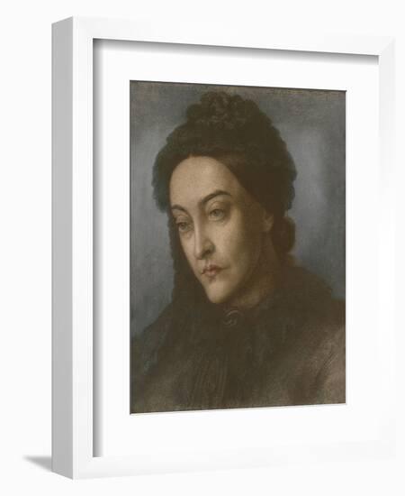 Portrait of Christina Rossetti, Head and Shoulders, Turned Three-Quarters to the Left, 1877-Dante Gabriel Rossetti-Framed Giclee Print