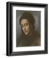 Portrait of Christina Rossetti, Head and Shoulders, Turned Three-Quarters to the Left, 1877-Dante Gabriel Rossetti-Framed Giclee Print