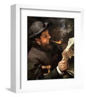 Portrait of Claude Monet Reading-Edouard Manet-Framed Giclee Print