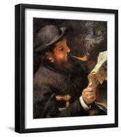 Portrait of Claude Monet Reading-Edouard Manet-Framed Giclee Print