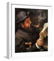 Portrait of Claude Monet Reading-Edouard Manet-Framed Giclee Print