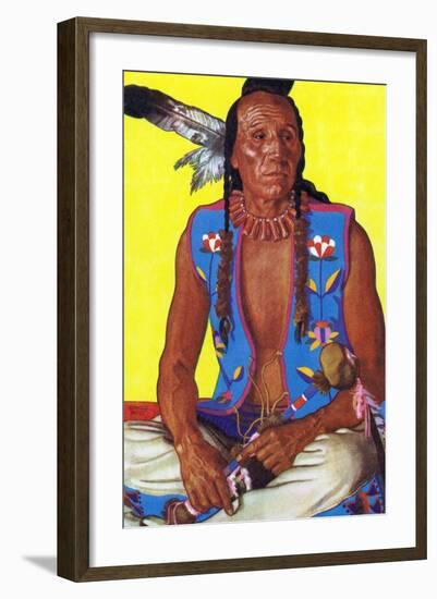 Portrait of Clears Up, a Stalwart Blackfeet Brave-Lantern Press-Framed Art Print