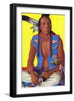 Portrait of Clears Up, a Stalwart Blackfeet Brave-Lantern Press-Framed Art Print