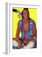 Portrait of Clears Up, a Stalwart Blackfeet Brave-Lantern Press-Framed Art Print